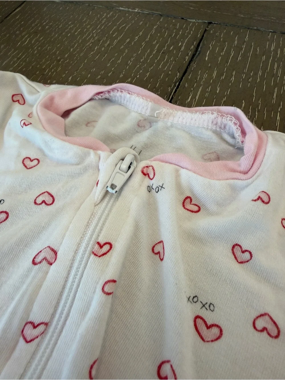 Milkberry Baby Girl VDay Heart Print Footed Pajamas/Long-Sleeve Onesie Size 24M